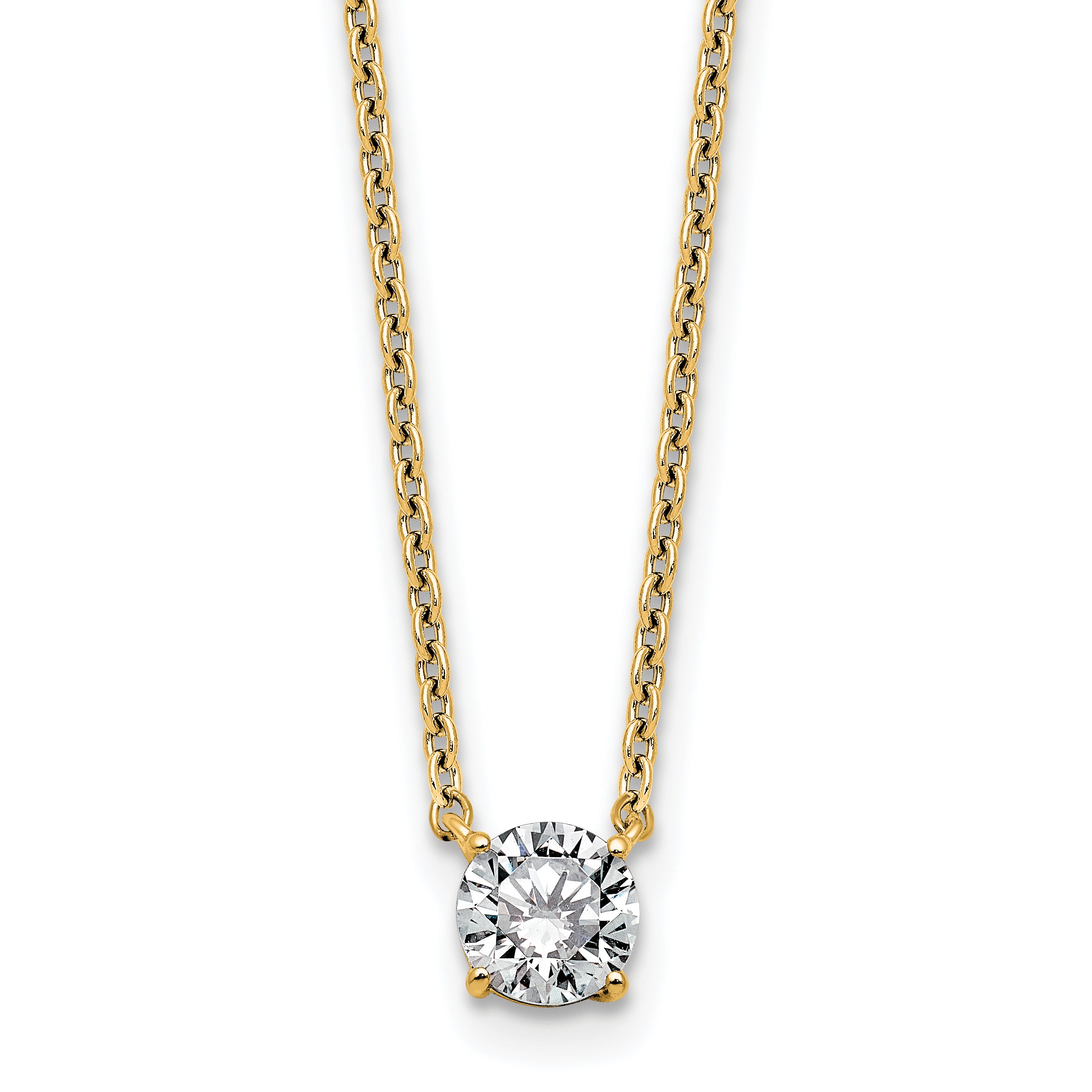 14ky 1/2ct Lab Grown Dia VS+ F+ Round Comp 4 Prong 18in Solitaire Necklace