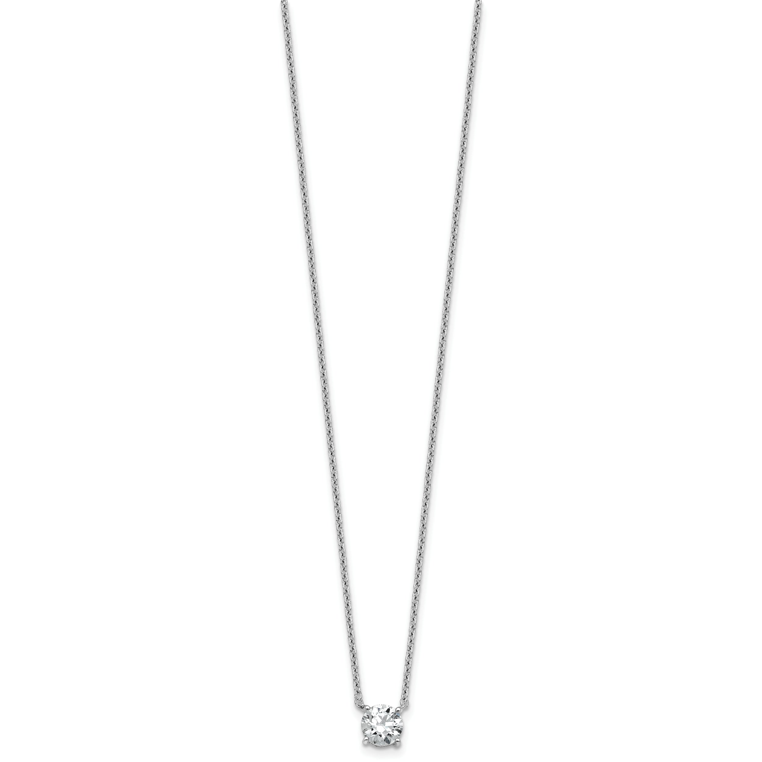 14k White Gold 3/4 carat Lab Grown Diamond VS/SI+ G+ Round Complete Four Prong 18 inch Solitaire Necklace