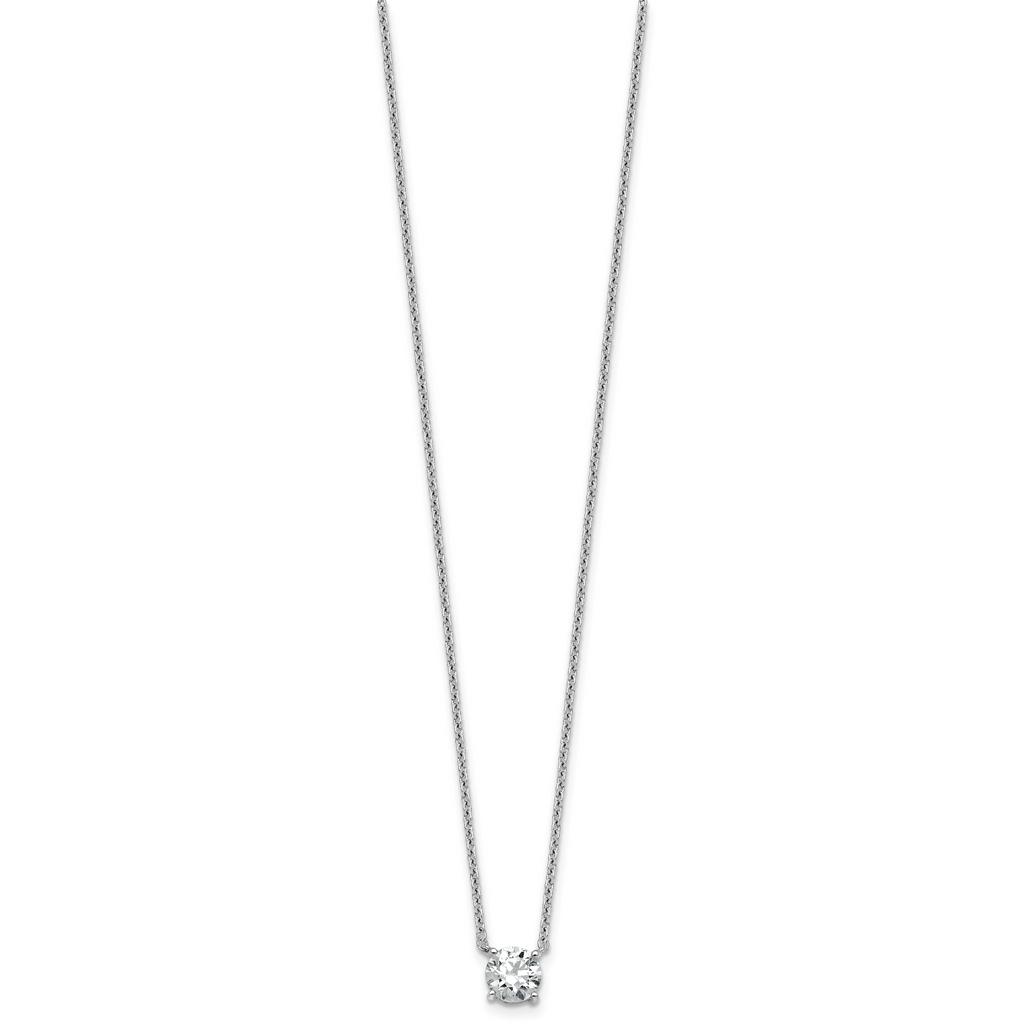 14k White Gold 3/4 carat Lab Grown Diamond VS/SI+ G+ Round Complete Four Prong 18 inch Solitaire Necklace