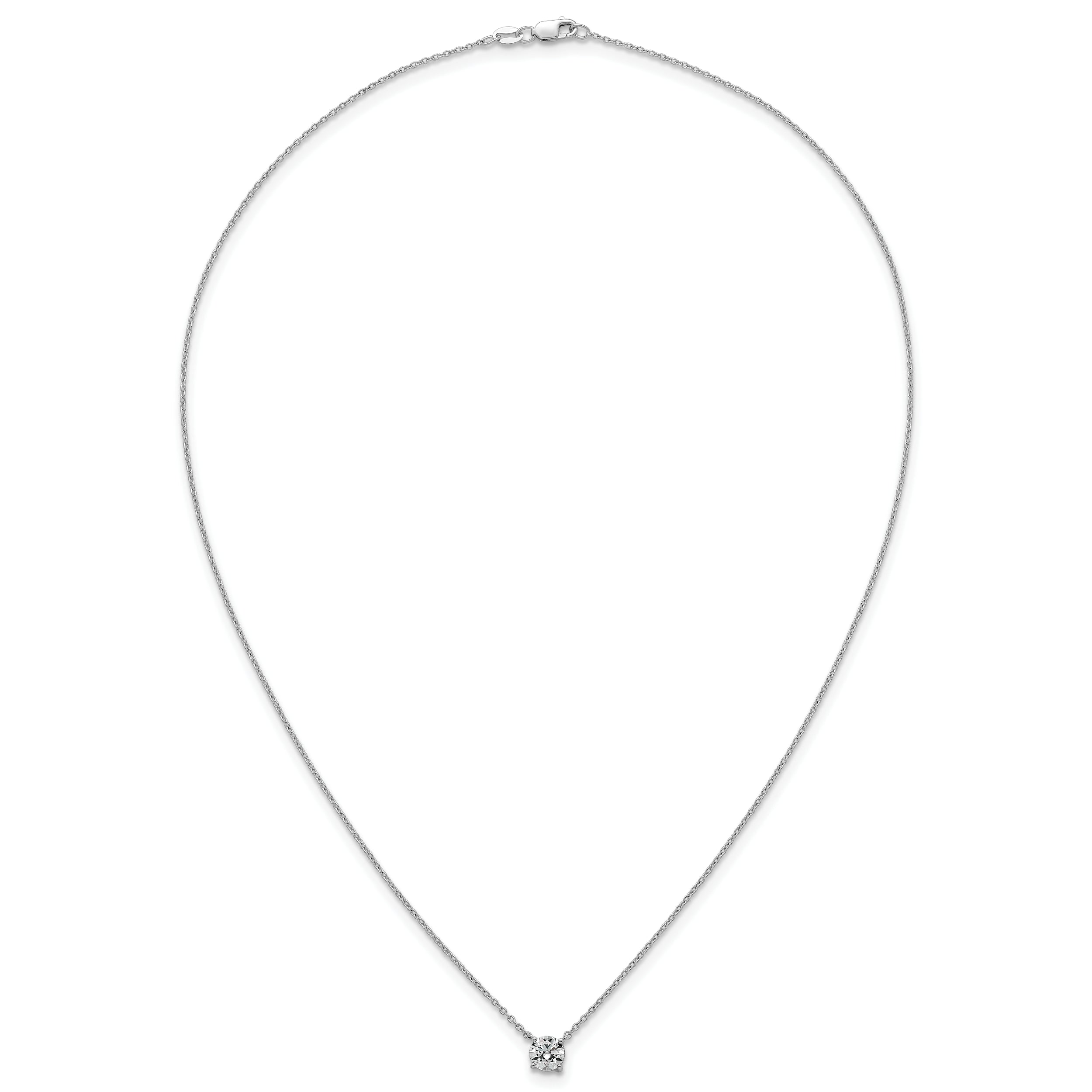 14k White Gold 3/4 carat Lab Grown Diamond VS/SI+ G+ Round Complete Four Prong 18 inch Solitaire Necklace