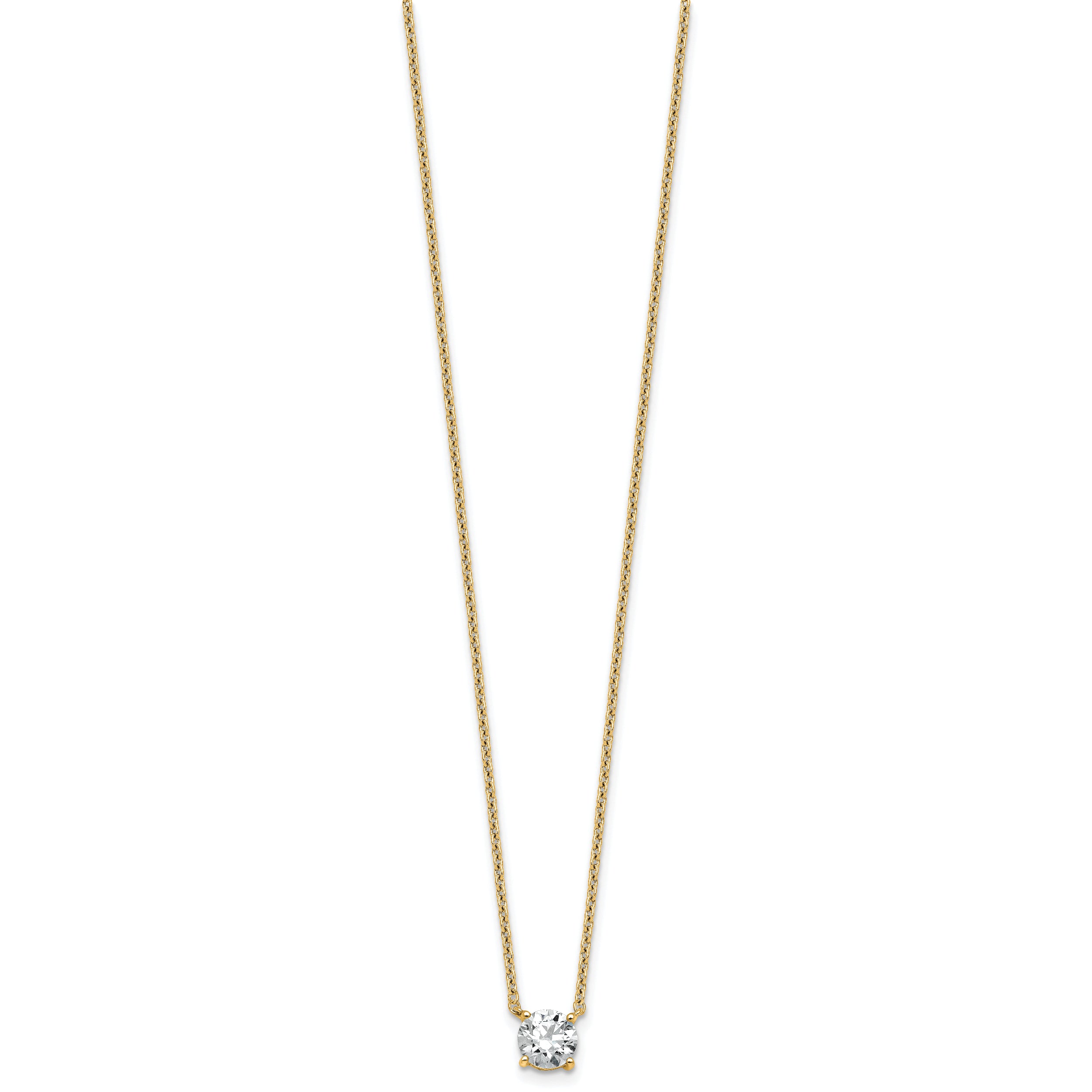 14k 3/4 carat Lab Grown Diamond VS+ F+ Round Complete Four Prong 18 inch Solitaire Necklace