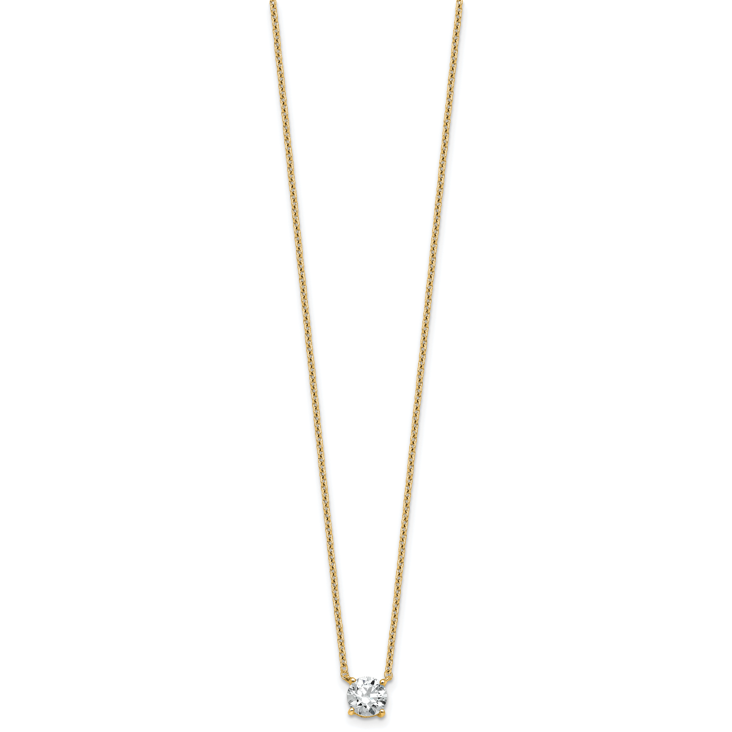 14k 3/4 carat Lab Grown Diamond VS+ F+ Round Complete Four Prong 18 inch Solitaire Necklace Secondary image