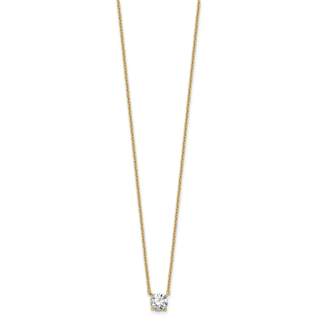 14k 3/4 carat Lab Grown Diamond VS+ F+ Round Complete Four Prong 18 inch Solitaire Necklace