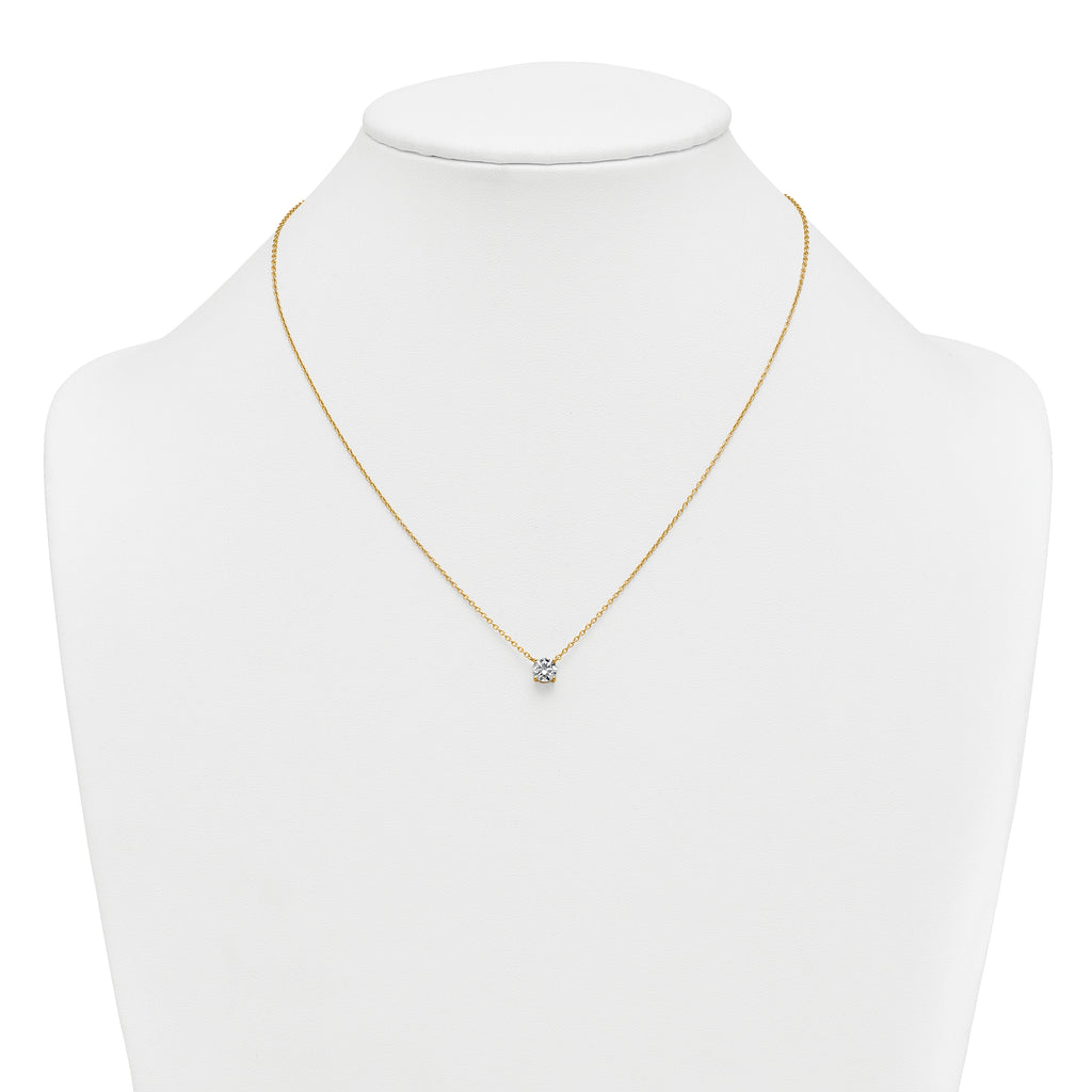 14k 3/4 carat Lab Grown Diamond VS+ F+ Round Complete Four Prong 18 inch Solitaire Necklace