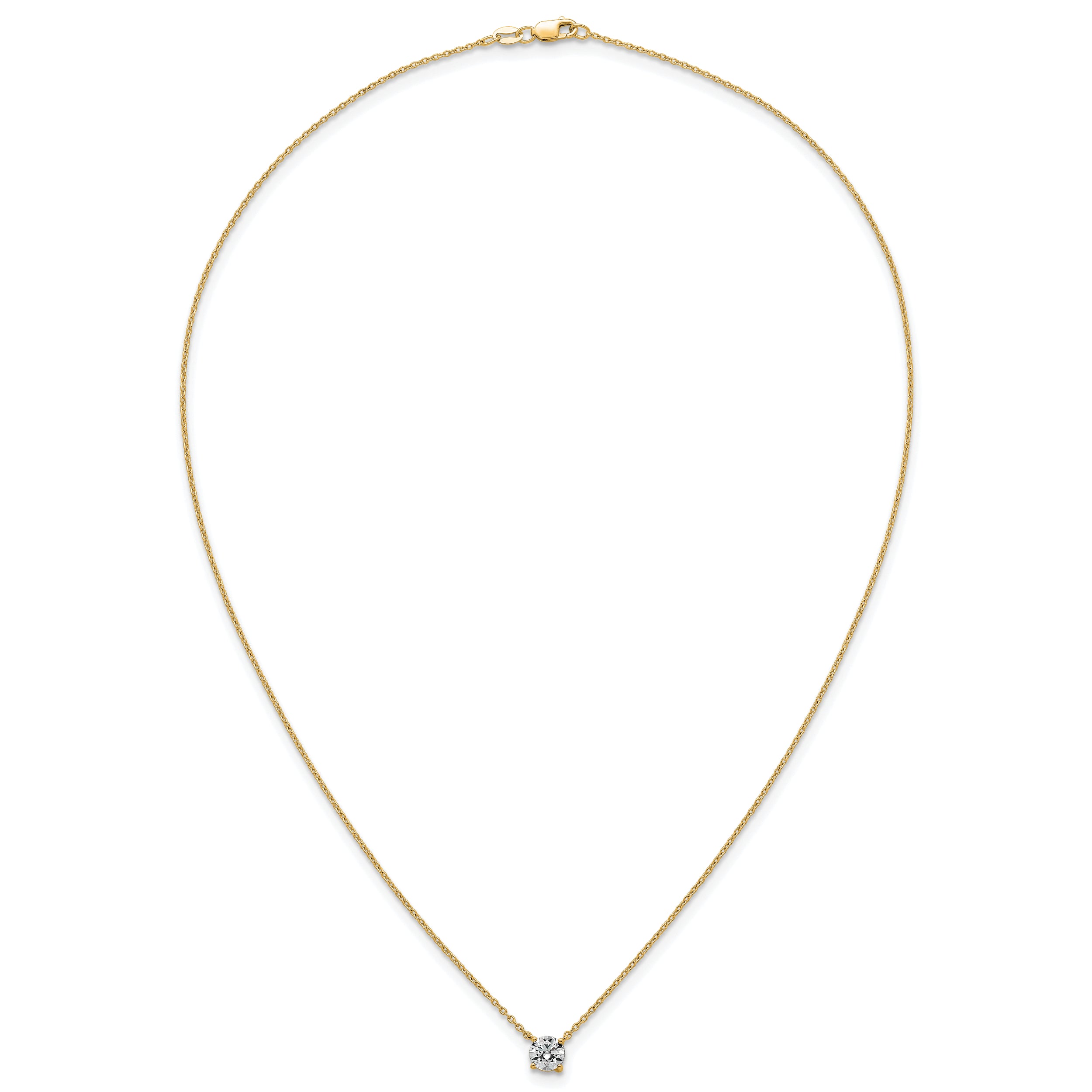 14k 3/4 carat Lab Grown Diamond VS+ F+ Round Complete Four Prong 18 inch Solitaire Necklace