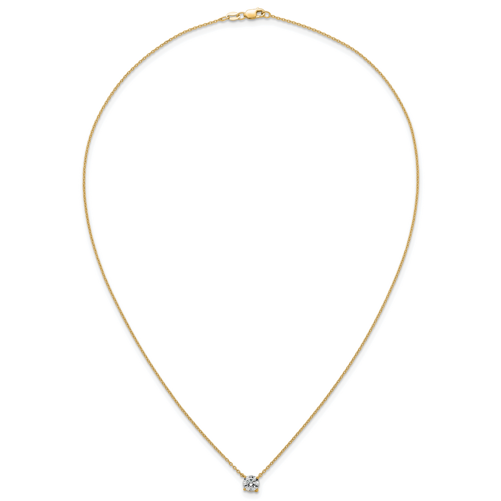 14k 3/4 carat Lab Grown Diamond VS+ F+ Round Complete Four Prong 18 inch Solitaire Necklace