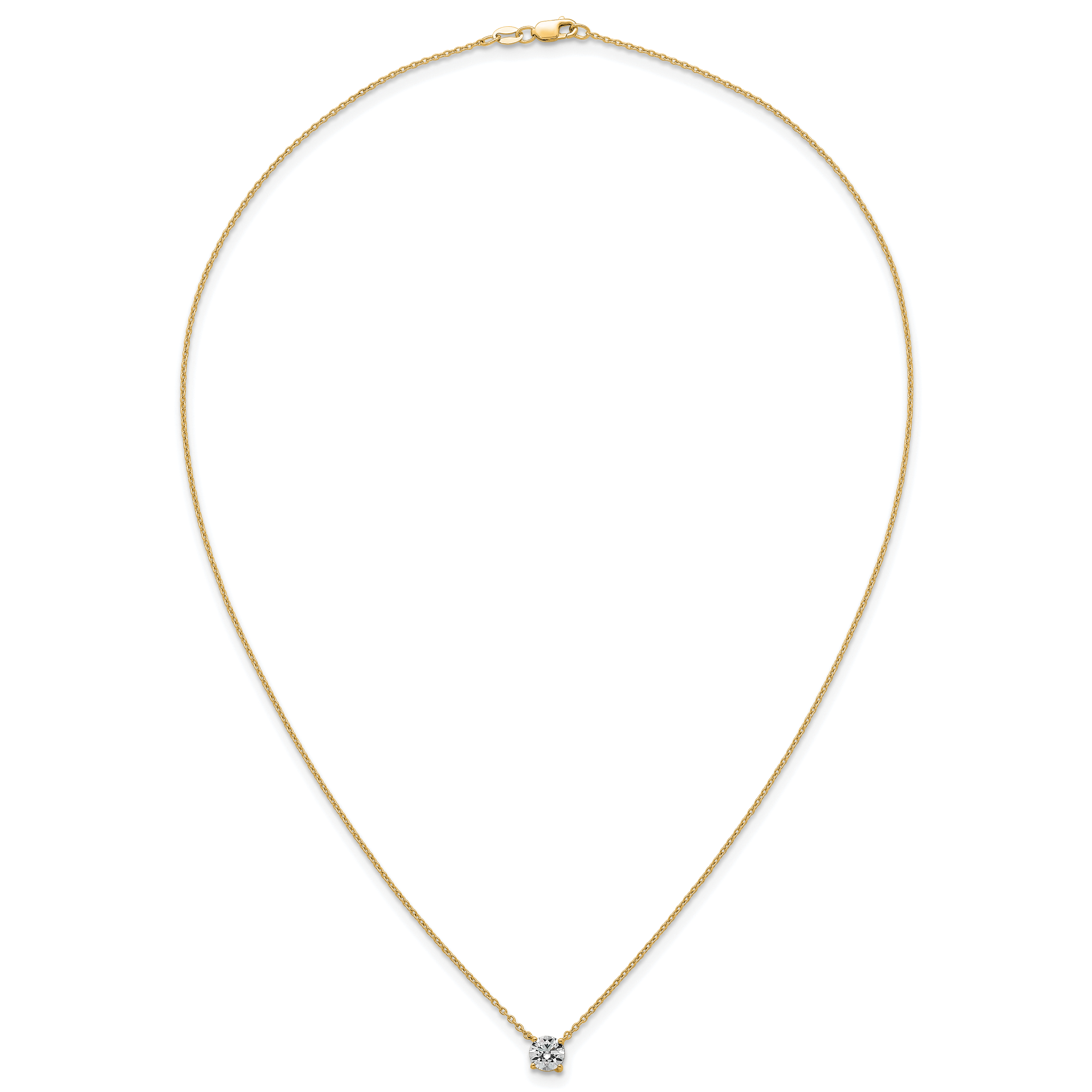 14k 3/4 carat Lab Grown Diamond VS+ F+ Round Complete Four Prong 18 inch Solitaire Necklace
