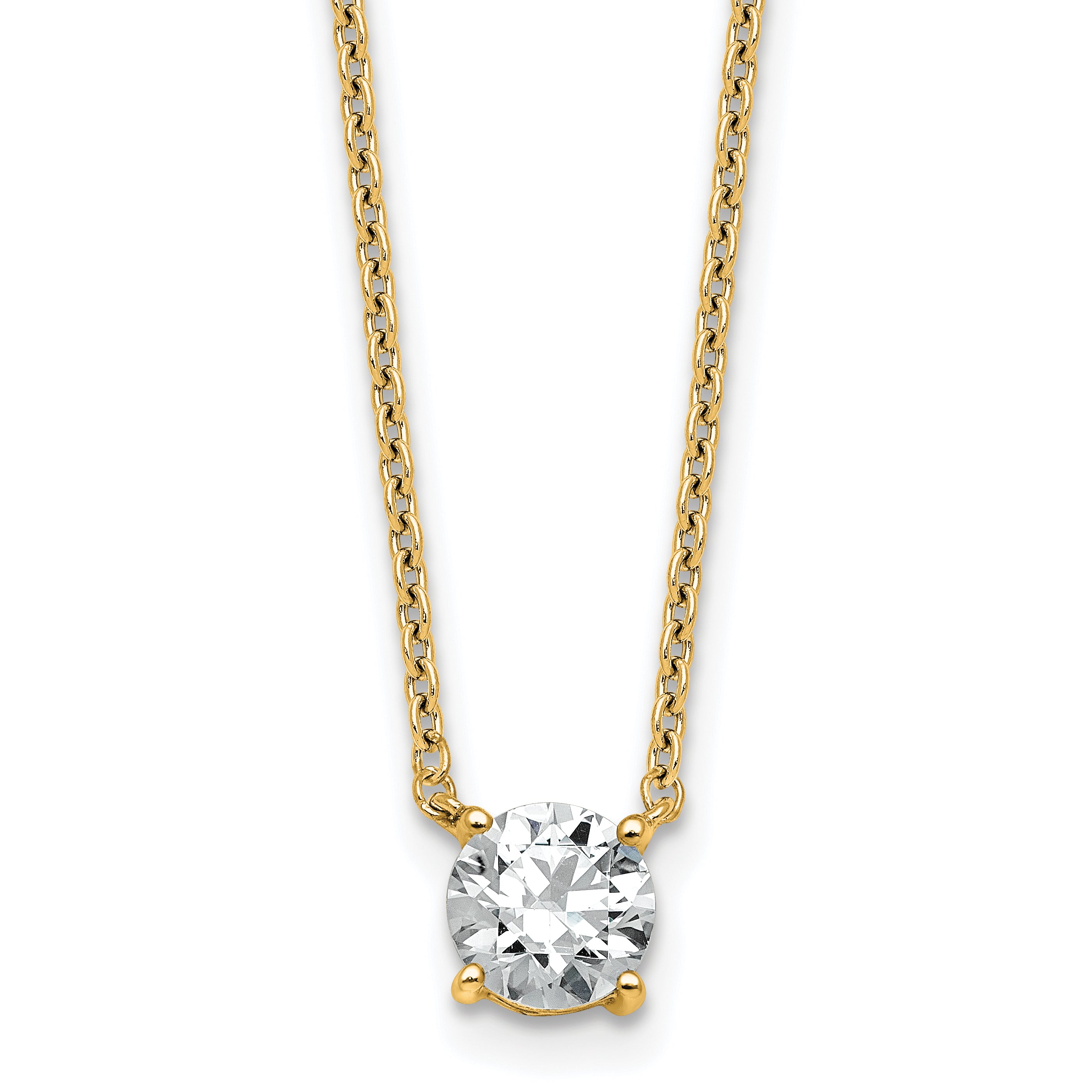 14k 3/4 carat Lab Grown Diamond VS+ F+ Round Complete Four Prong 18 inch Solitaire Necklace Main image