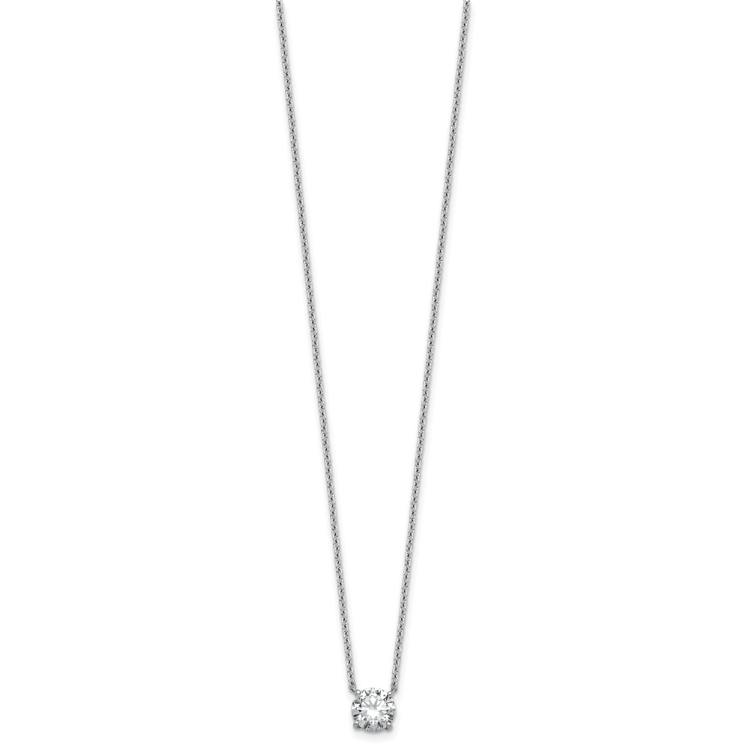 14k White Gold 1 carat Certified Lab Grown Diamond VS/SI+ G+ Round Complete Four Prong 18 inch Solitaire Necklace