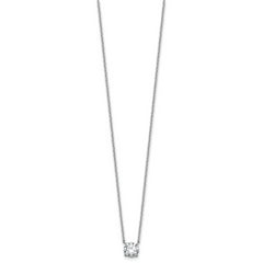 14k White Gold 1 carat Certified Lab Grown Diamond VS/SI+ G+ Round Complete Four Prong 18 inch Solitaire Necklace