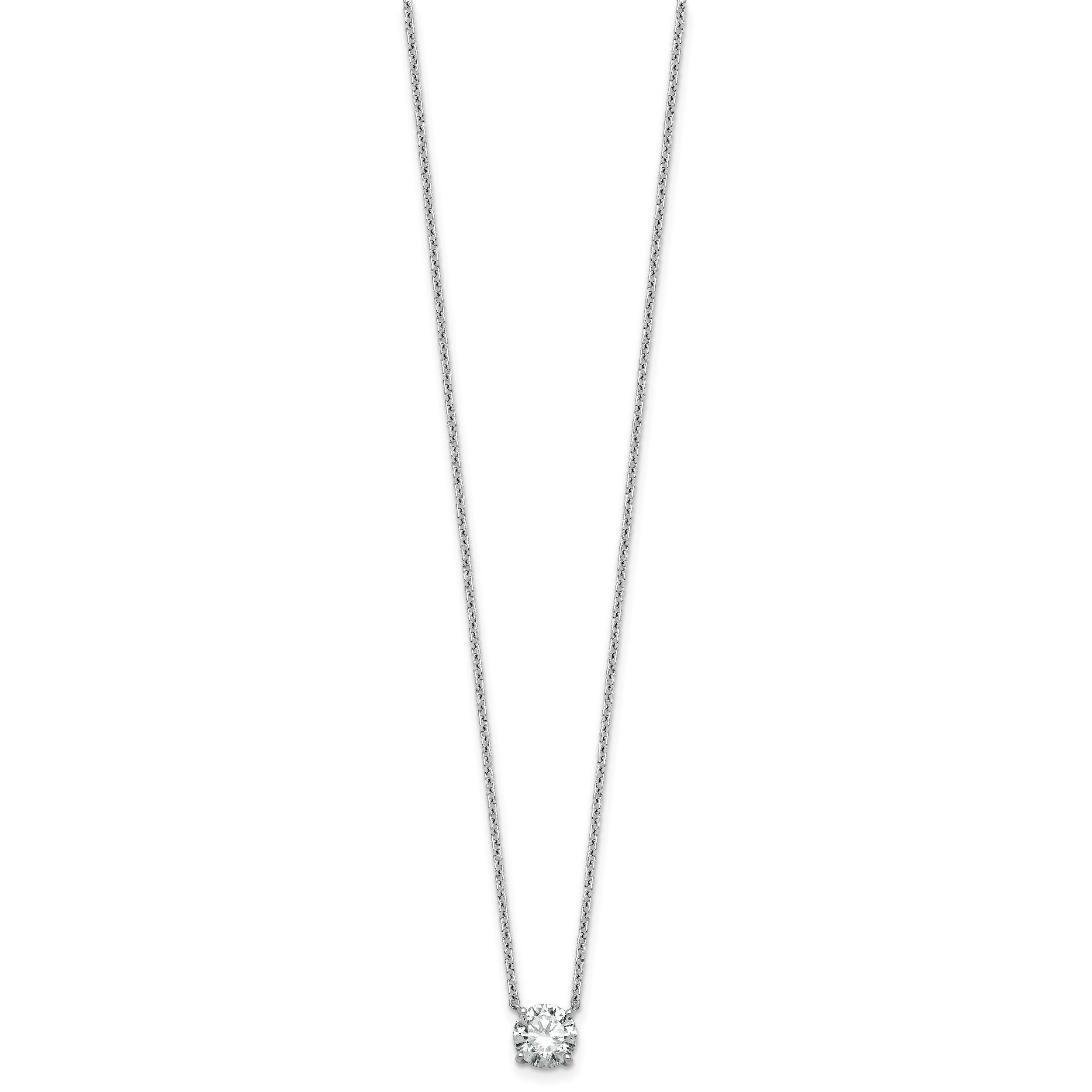 14k White Gold 1 carat Lab Grown Diamond VS/SI+ G+ Round Complete Four Prong 18 inch Solitaire Necklace