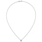 14k White Gold 1 carat Lab Grown Diamond VS/SI+ G+ Round Complete Four Prong 18 inch Solitaire Necklace