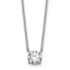 14k White Gold 1 carat Certified Lab Grown Diamond VS/SI+ G+ Round Complete Four Prong 18 inch Solitaire Necklace