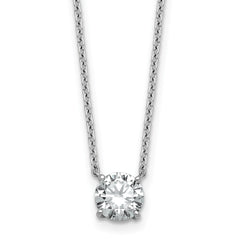 14k White Gold 1 carat Certified Lab Grown Diamond VS/SI+ G+ Round Complete Four Prong 18 inch Solitaire Necklace