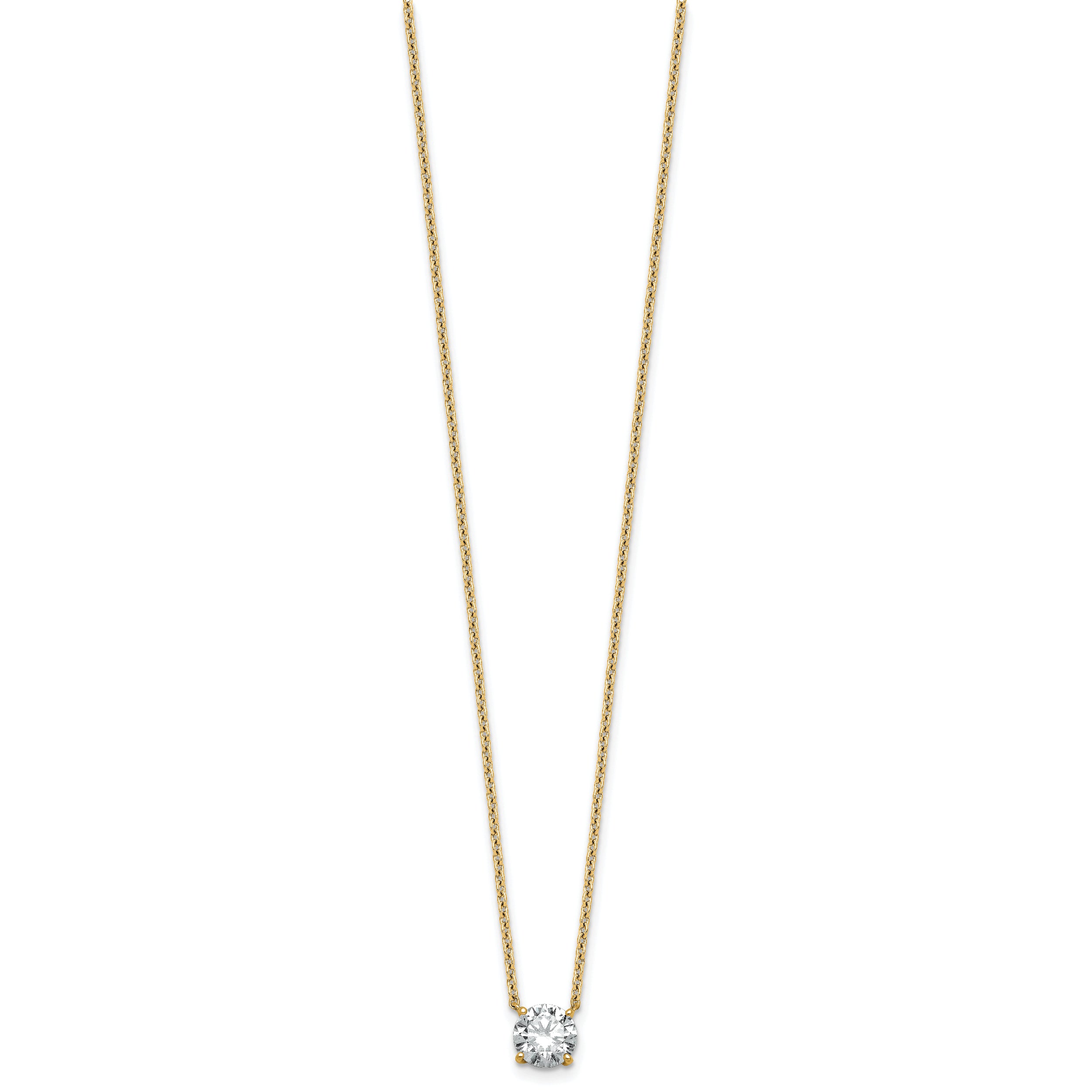 14k 1 carat Certified Lab Grown Diamond VS+ F+ Round Complete Four Prong 18 inch Solitaire Necklace