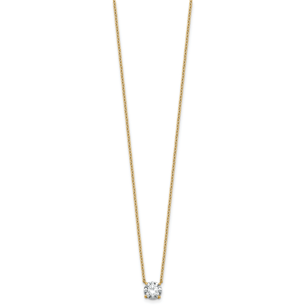 14k 1 carat Certified Lab Grown Diamond VS+ F+ Round Complete Four Prong 18 inch Solitaire Necklace