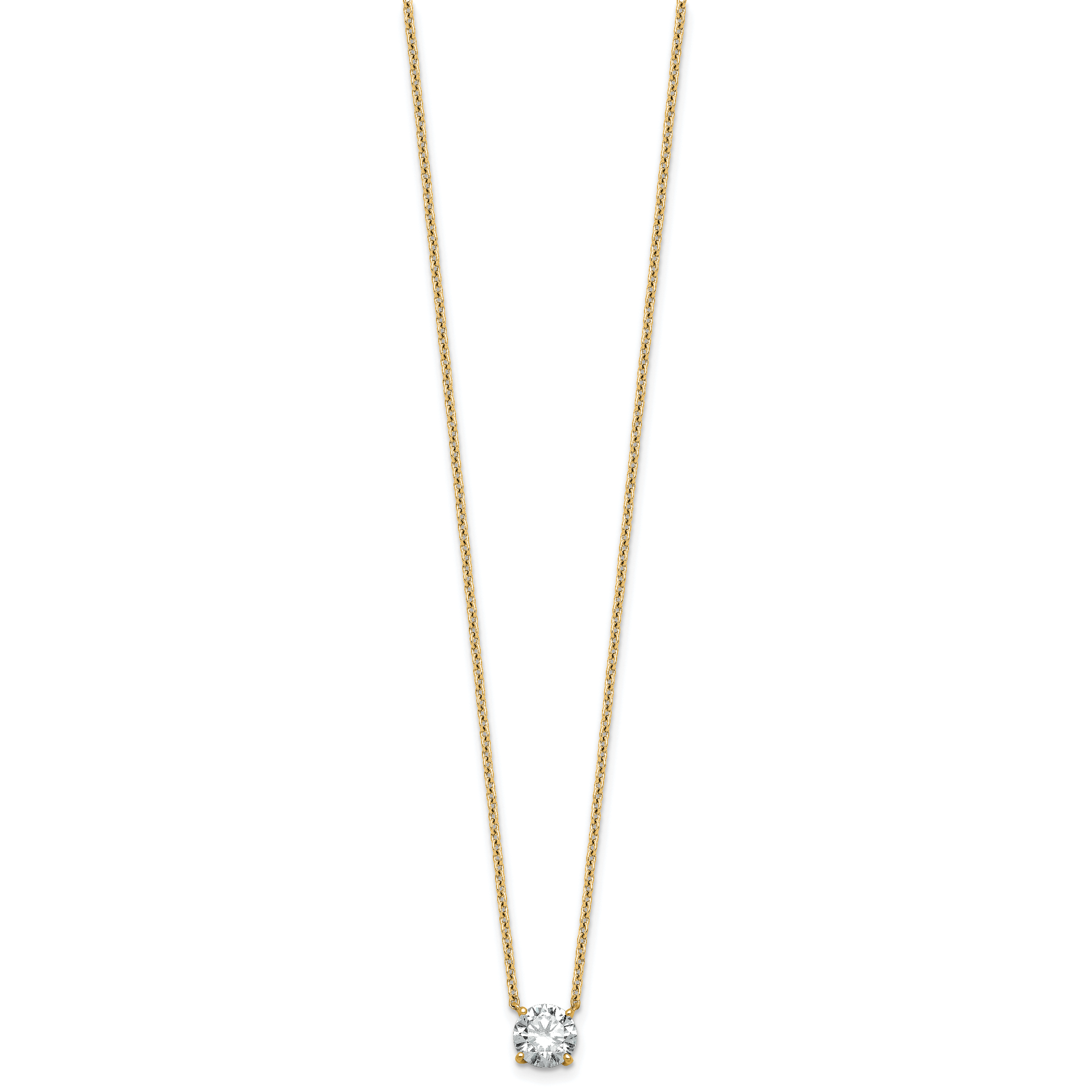 14k 1 carat Certified Lab Grown Diamond VS+ F+ Round Complete Four Prong 18 inch Solitaire Necklace