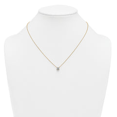 14k 1 carat Certified Lab Grown Diamond VS+ F+ Round Complete Four Prong 18 inch Solitaire Necklace