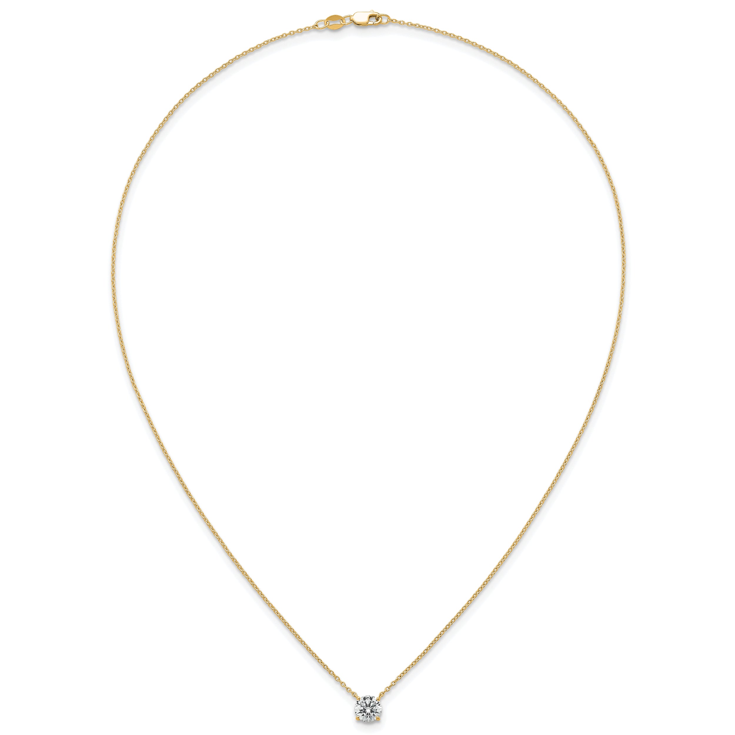 14k 1 carat Certified Lab Grown Diamond VS+ F+ Round Complete Four Prong 18 inch Solitaire Necklace