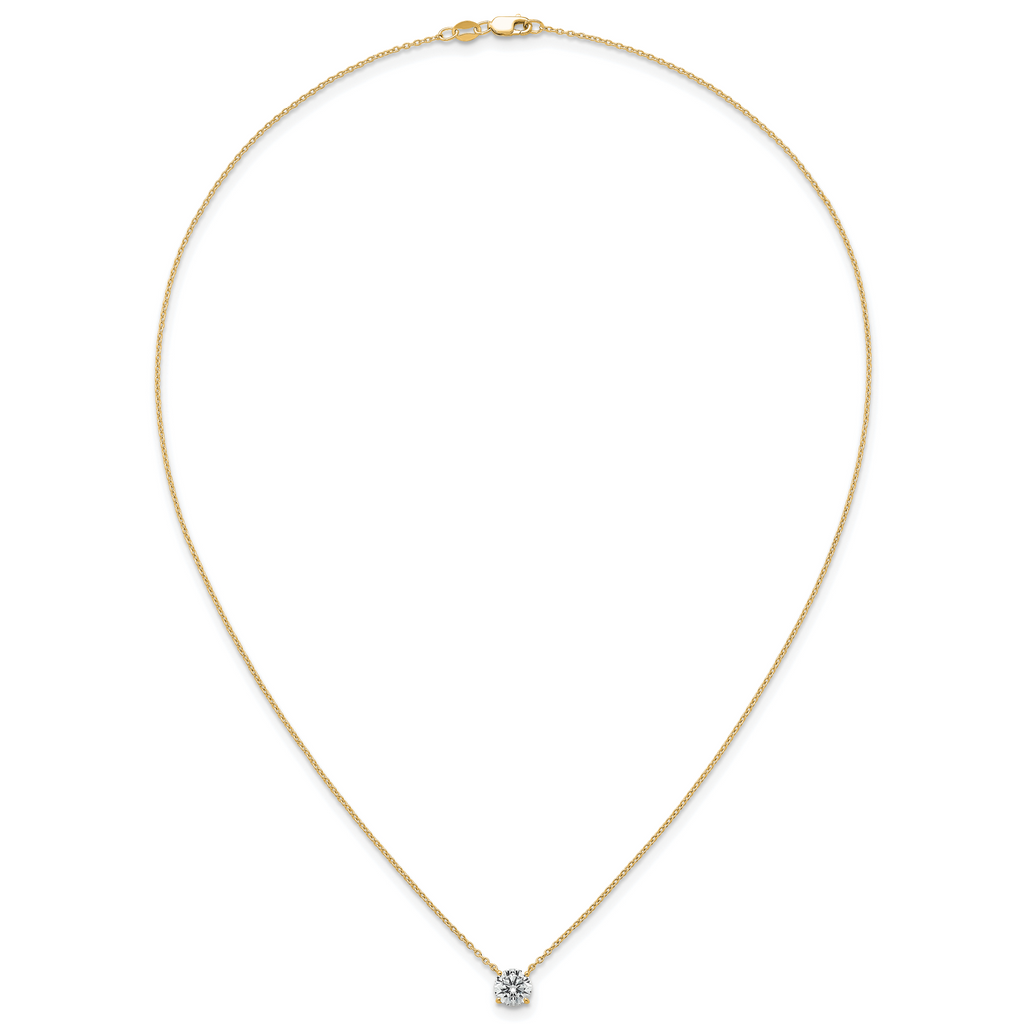 14k 1 carat Certified Lab Grown Diamond VS+ F+ Round Complete Four Prong 18 inch Solitaire Necklace