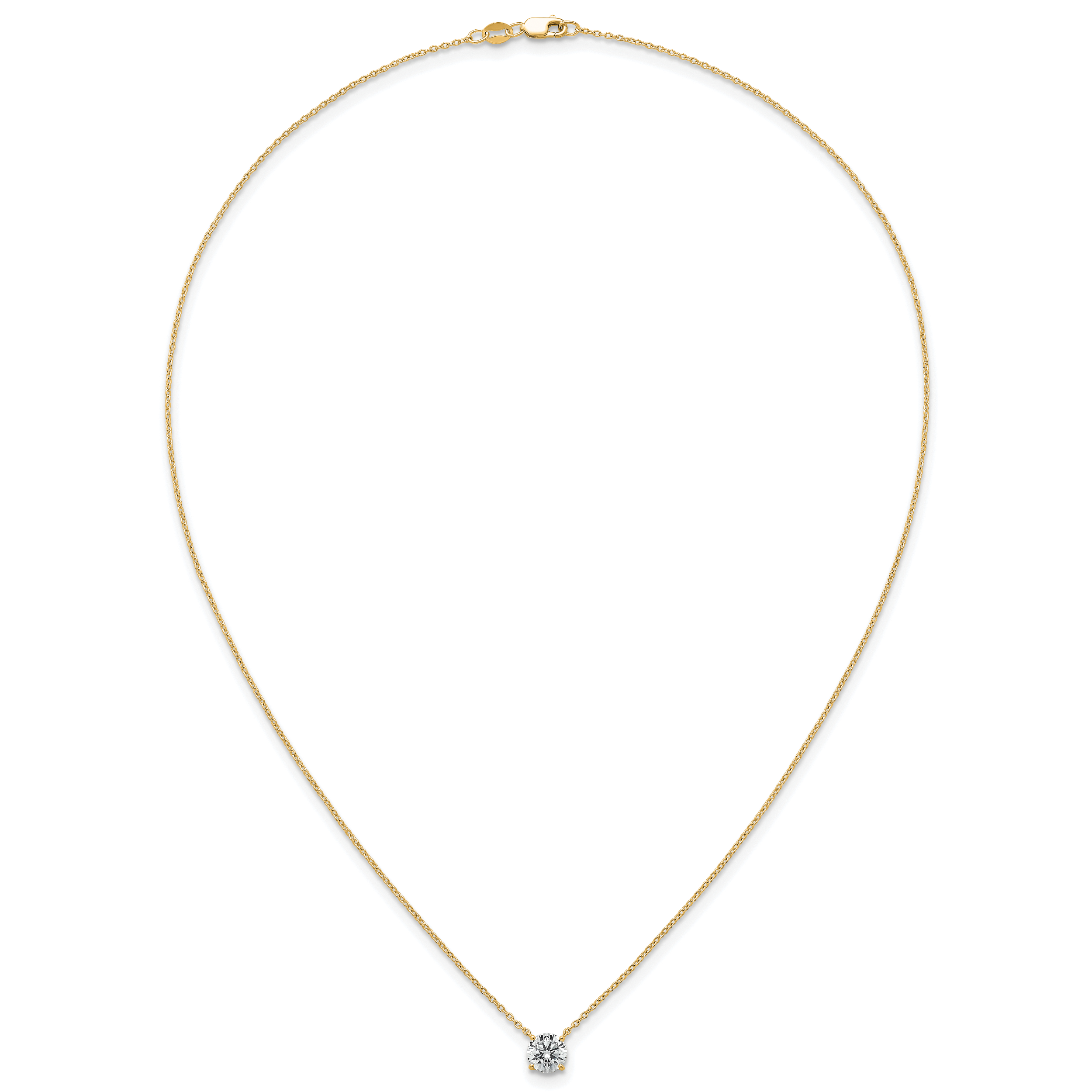 14k 1 carat Certified Lab Grown Diamond VS+ F+ Round Complete Four Prong 18 inch Solitaire Necklace