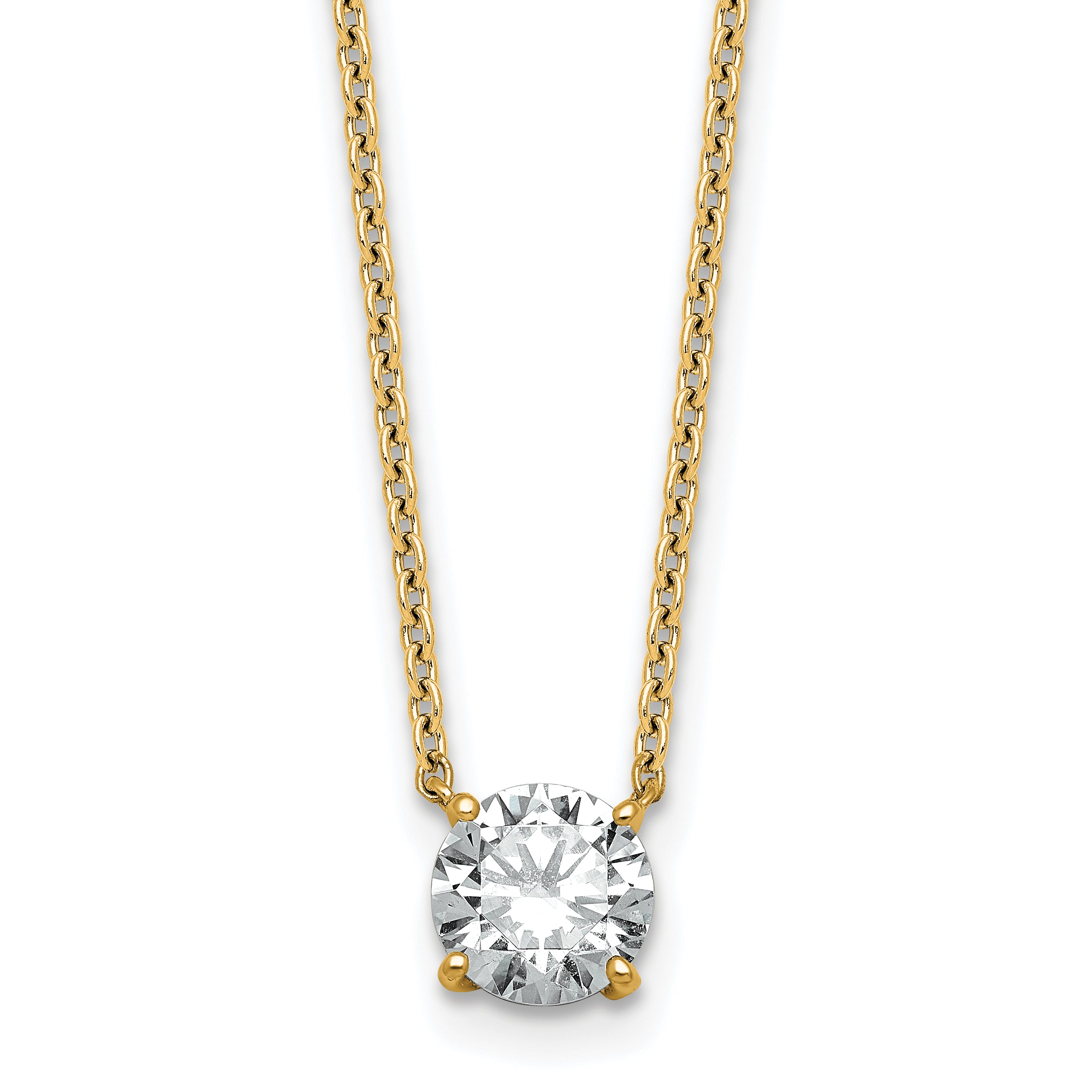 14k 1 carat Lab Grown Diamond VS+ F+ Round Complete Four Prong 18 inch Solitaire Necklace Main image