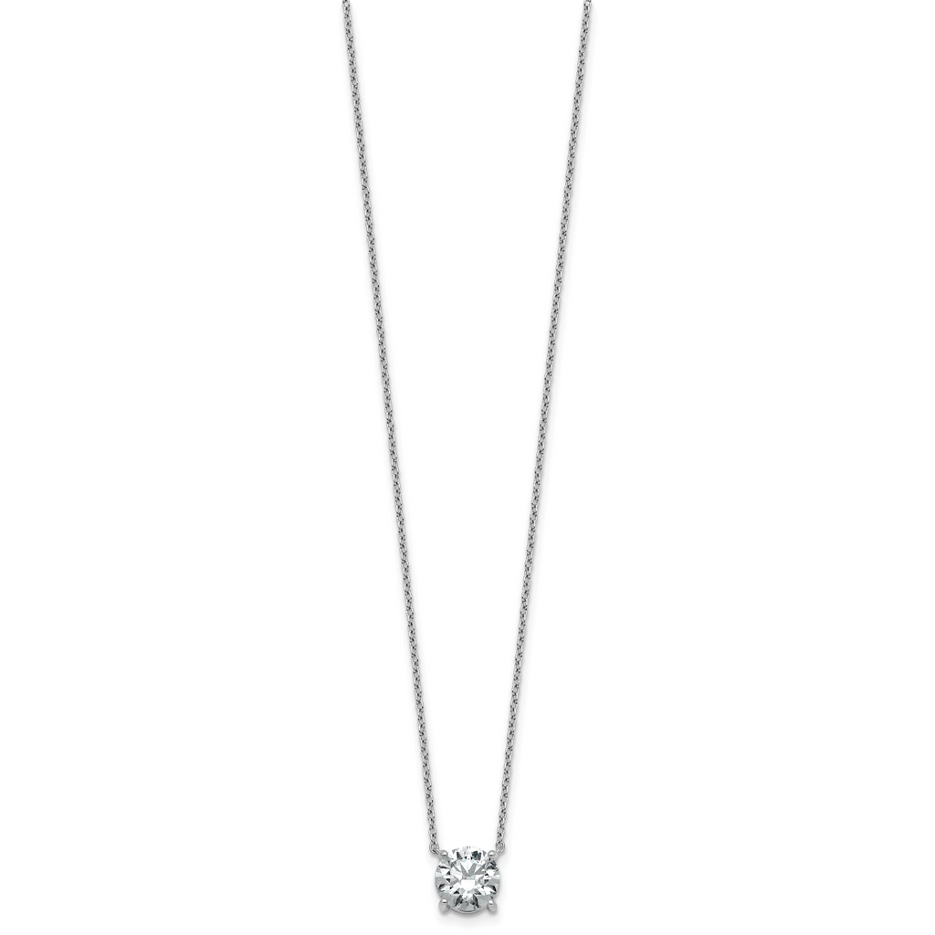 14k White Gold 1 1/2 carat Certified Lab Grown Diamond VS/SI+ G+ Round Complete Four Prong 18 inch Solitaire Necklace