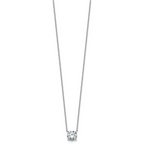 14k White Gold 1 1/2 carat Certified Lab Grown Diamond VS/SI+ G+ Round Complete Four Prong 18 inch Solitaire Necklace