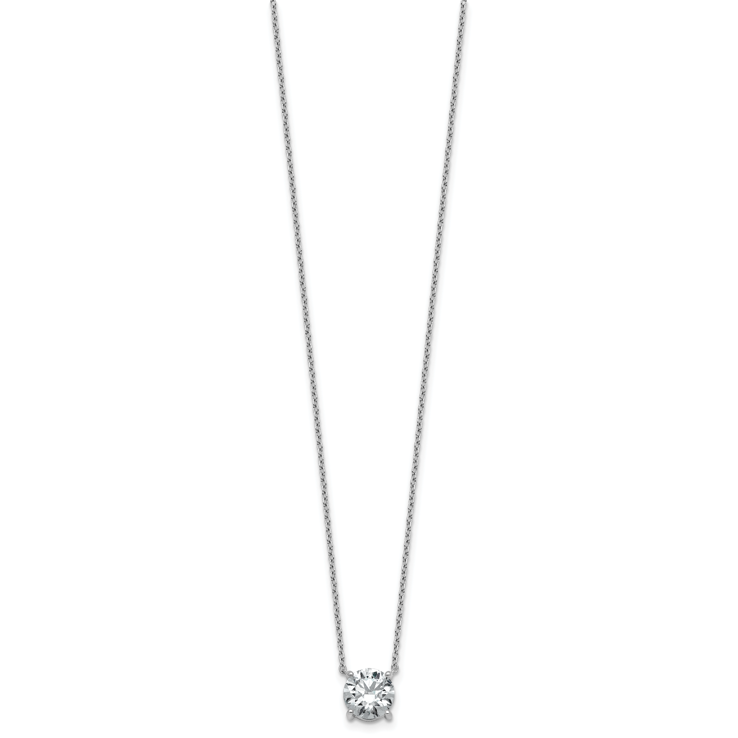 14k White Gold 1 1/2 carat Lab Grown Diamond VS/SI+ G+ Round Complete Four Prong 18 inch Solitaire Necklace