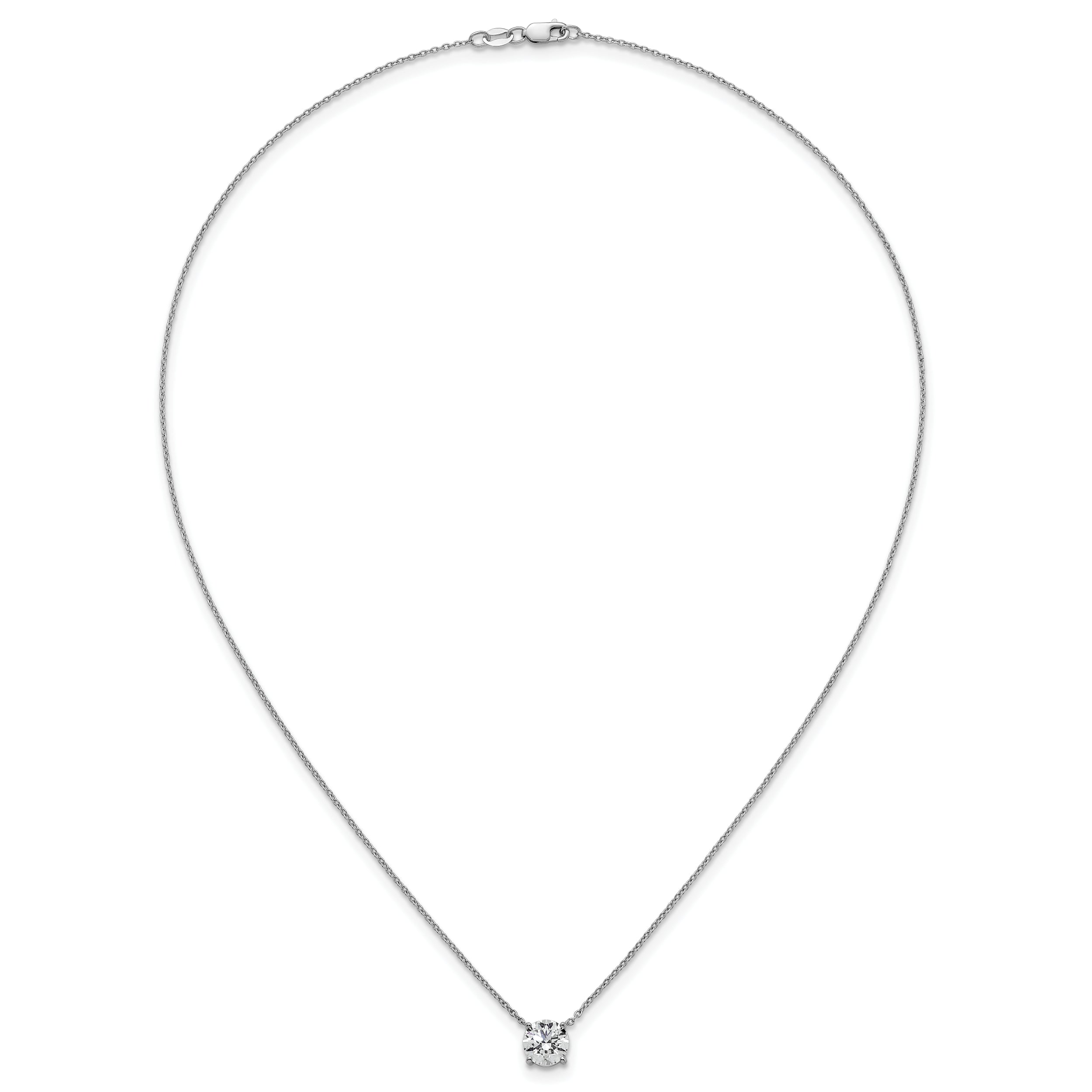 14k White Gold 1 1/2 carat Lab Grown Diamond VS/SI+ G+ Round Complete Four Prong 18 inch Solitaire Necklace
