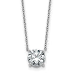 14k White Gold 1 1/2 carat Certified Lab Grown Diamond VS/SI+ G+ Round Complete Four Prong 18 inch Solitaire Necklace