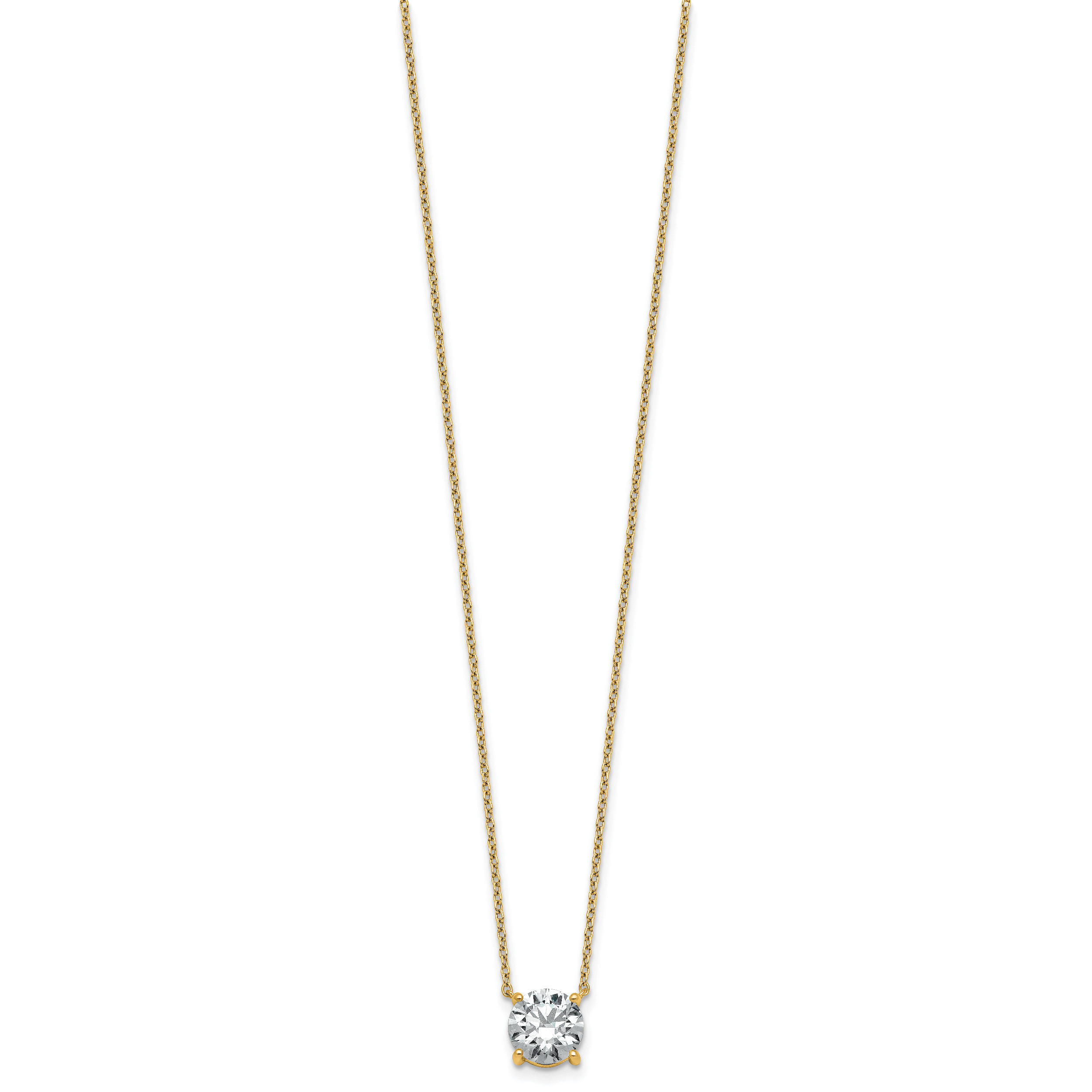 14k 1 1/2 carat Certified Lab Grown Diamond VS+ F+ Round Complete Four Prong 18 inch Solitaire Necklace