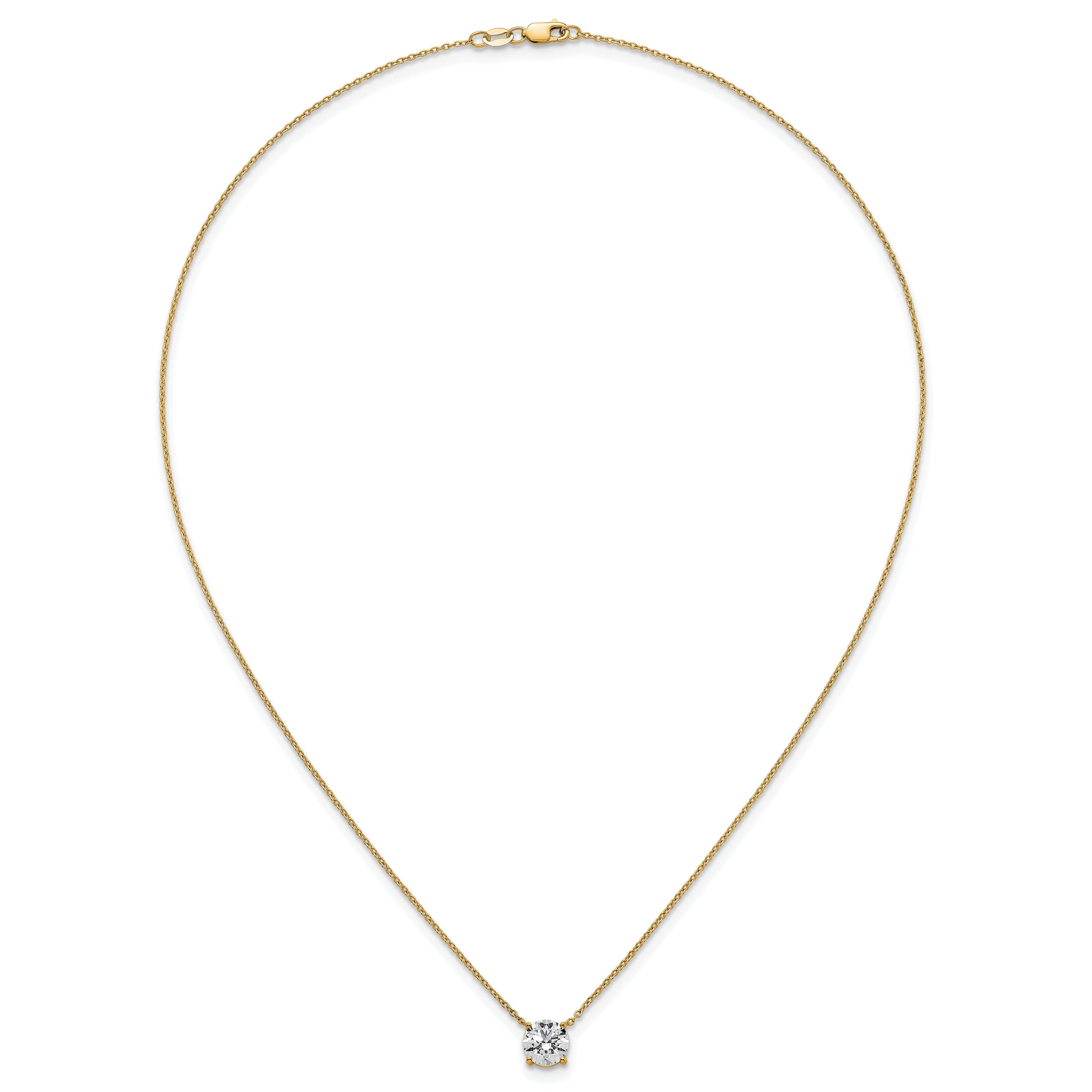14k 1 1/2 carat Certified Lab Grown Diamond VS+ F+ Round Complete Four Prong 18 inch Solitaire Necklace