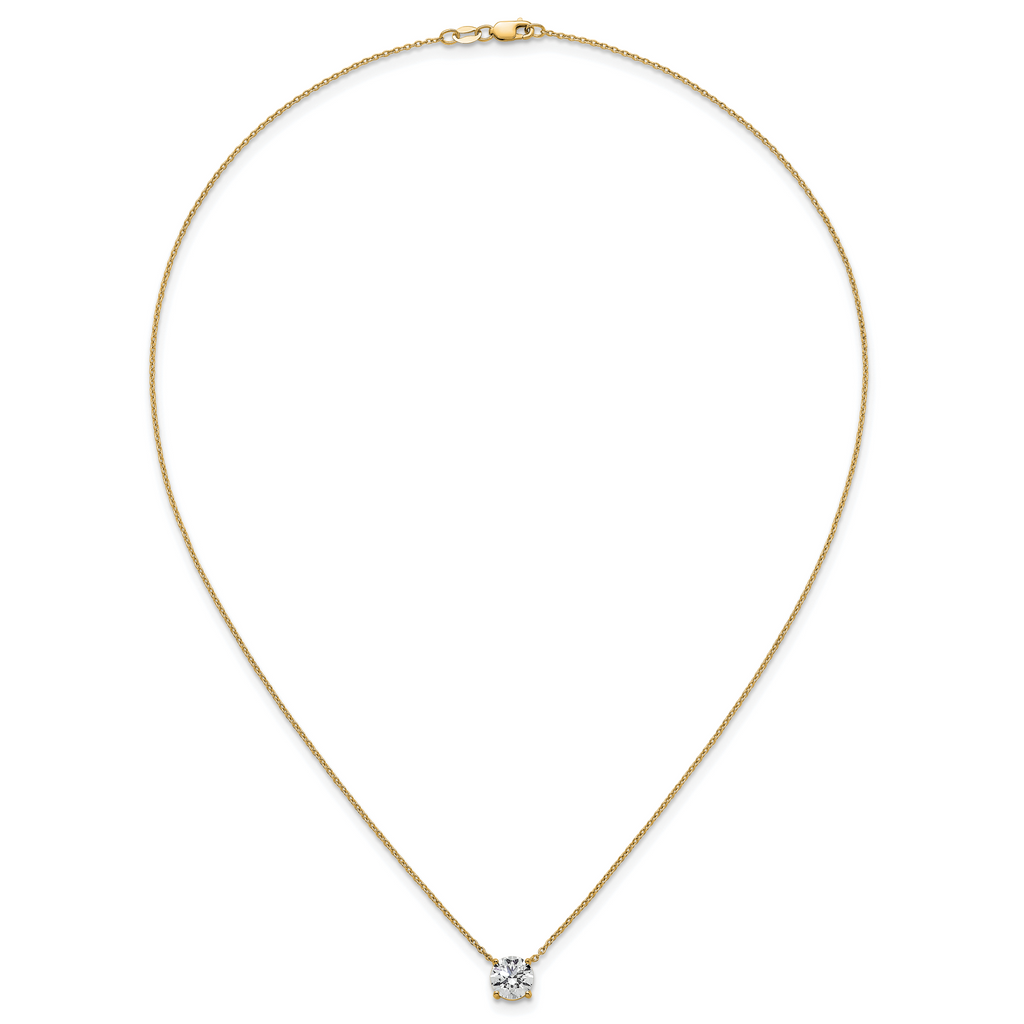 14k 1 1/2 carat Certified Lab Grown Diamond VS+ F+ Round Complete Four Prong 18 inch Solitaire Necklace
