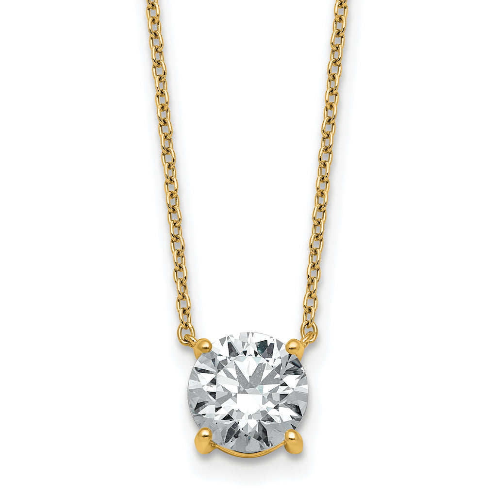14k 1 1/2 carat Certified Lab Grown Diamond VS+ F+ Round Complete Four Prong 18 inch Solitaire Necklace