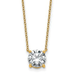 14k 1 1/2 carat Certified Lab Grown Diamond VS+ F+ Round Complete Four Prong 18 inch Solitaire Necklace