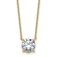 14k 1 1/2 carat Certified Lab Grown Diamond VS+ F+ Round Complete Four Prong 18 inch Solitaire Necklace