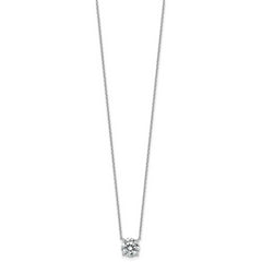 14k White Gold 2 carat Lab Grown Diamond VS/SI+ G+ Round Complete Four Prong 18 inch Solitaire Necklace