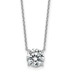 14k White Gold 2 carat Certified Lab Grown Diamond VS/SI+ G+ Round Complete Four Prong 18 inch Solitaire Necklace