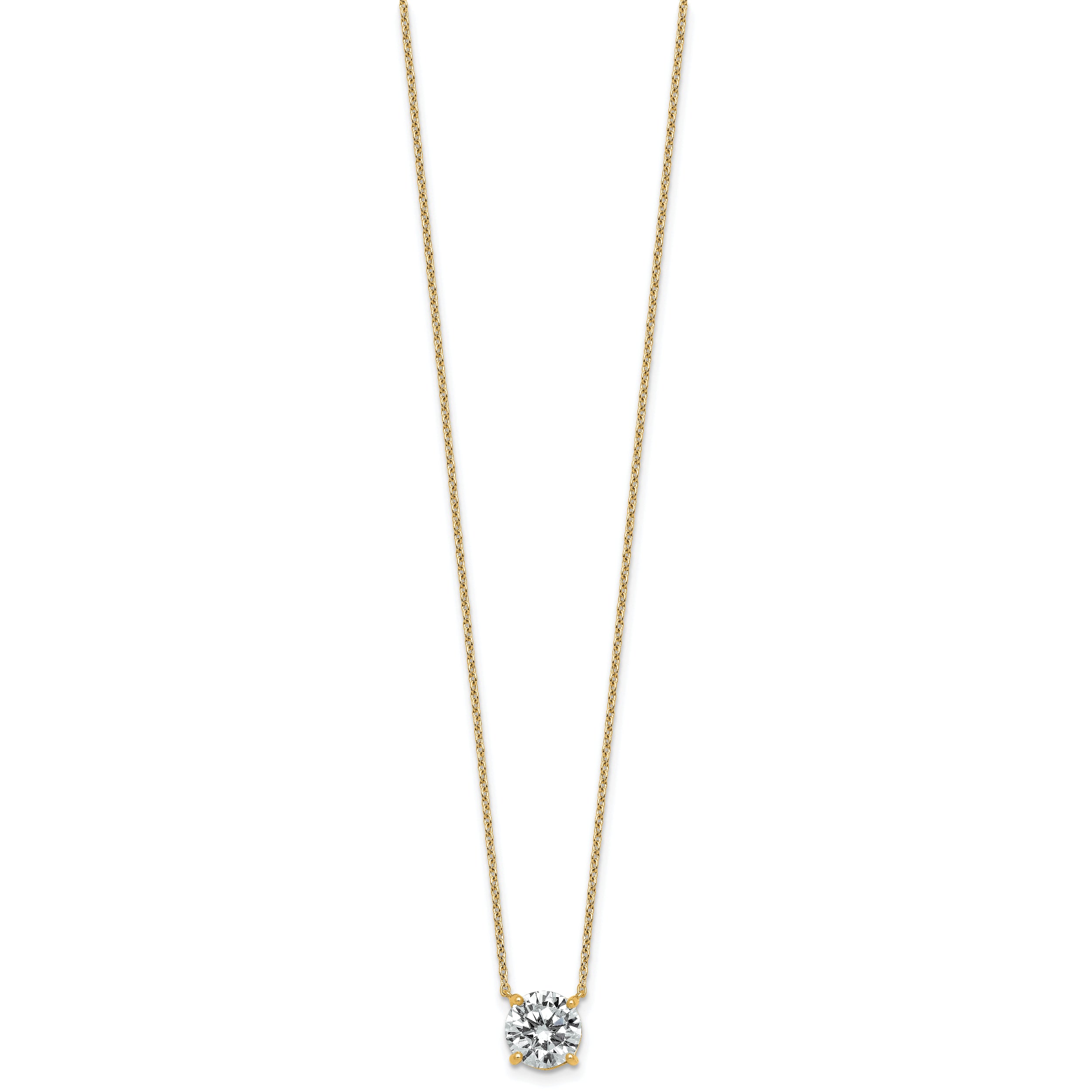 14k 2 carat Certified Lab Grown Diamond VS+ F+ Round Complete Four Prong 18 inch Solitaire Necklace