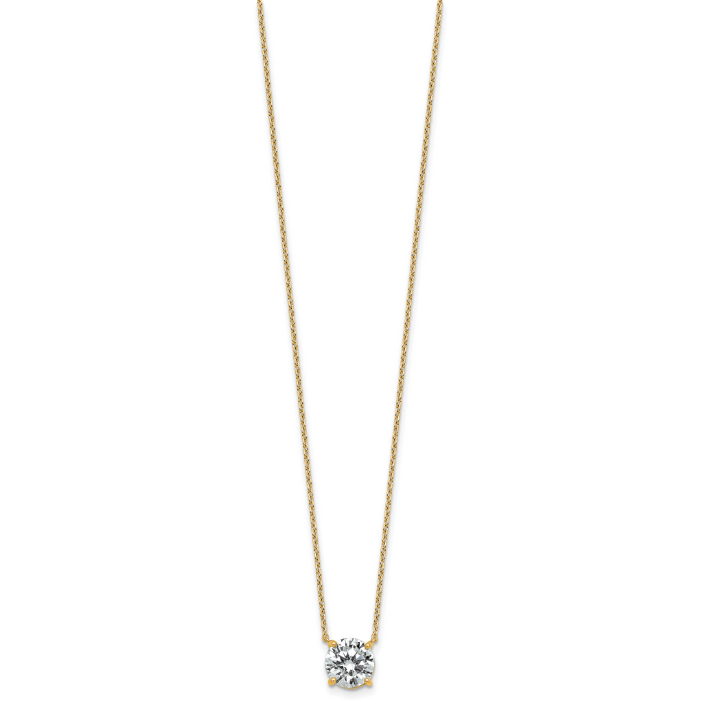 14k 2 carat Certified Lab Grown Diamond VS+ F+ Round Complete Four Prong 18 inch Solitaire Necklace