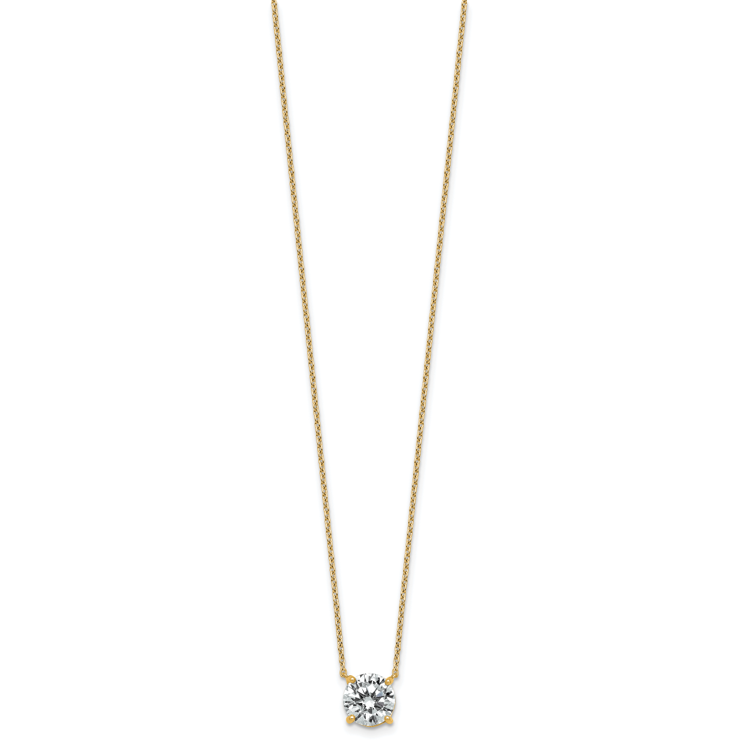 14k 2 carat Certified Lab Grown Diamond VS+ F+ Round Complete Four Prong 18 inch Solitaire Necklace