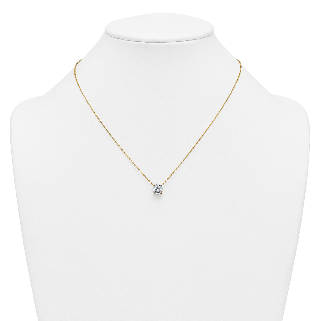 14k 2 carat Lab Grown Diamond VS+ F+ Round Complete Four Prong 18 inch Solitaire Necklace