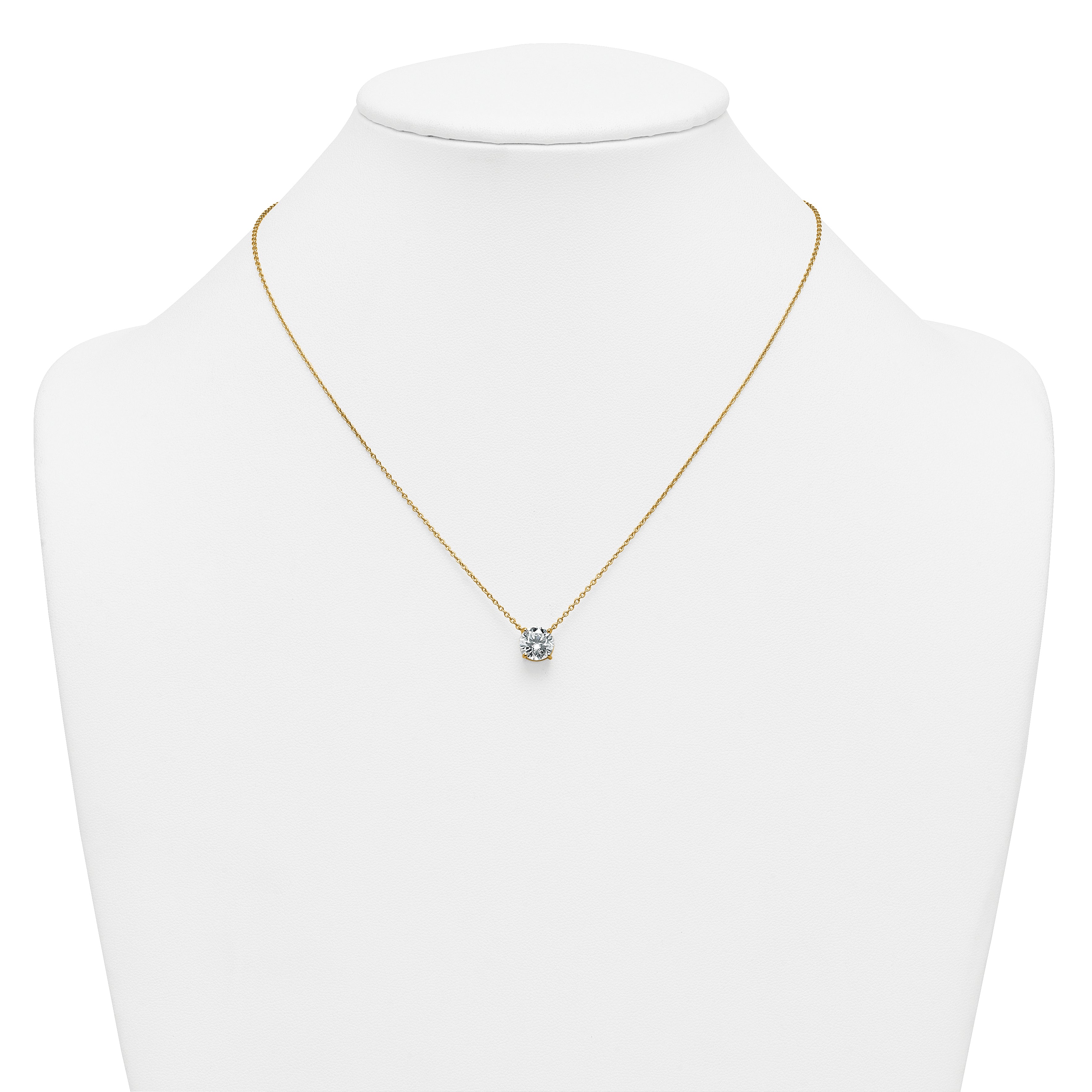 14k 2 carat Lab Grown Diamond VS+ F+ Round Complete Four Prong 18 inch Solitaire Necklace