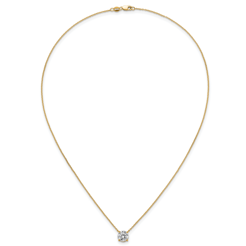 14k 2 carat Lab Grown Diamond VS+ F+ Round Complete Four Prong 18 inch Solitaire Necklace