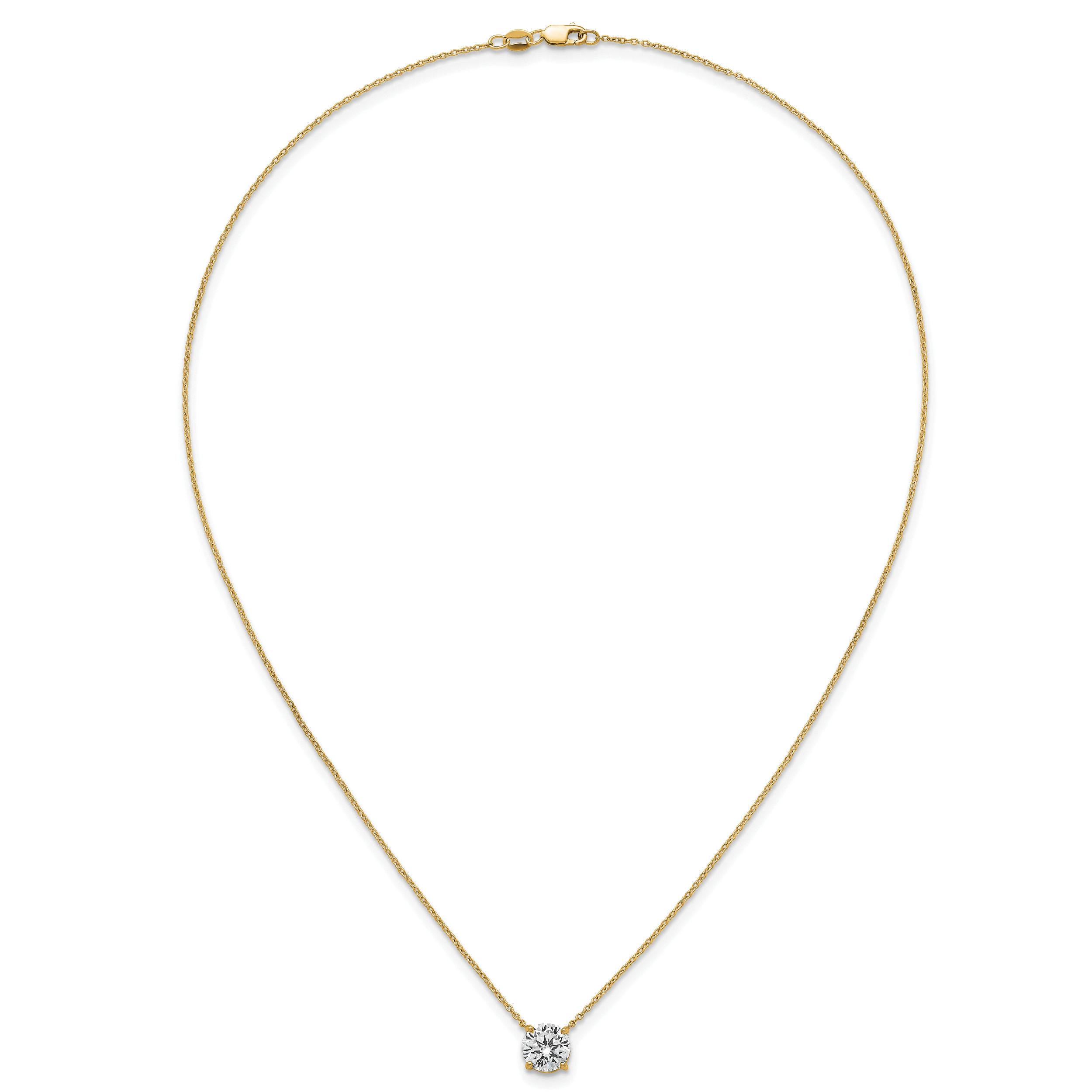 14k 2 carat Lab Grown Diamond VS+ F+ Round Complete Four Prong 18 inch Solitaire Necklace