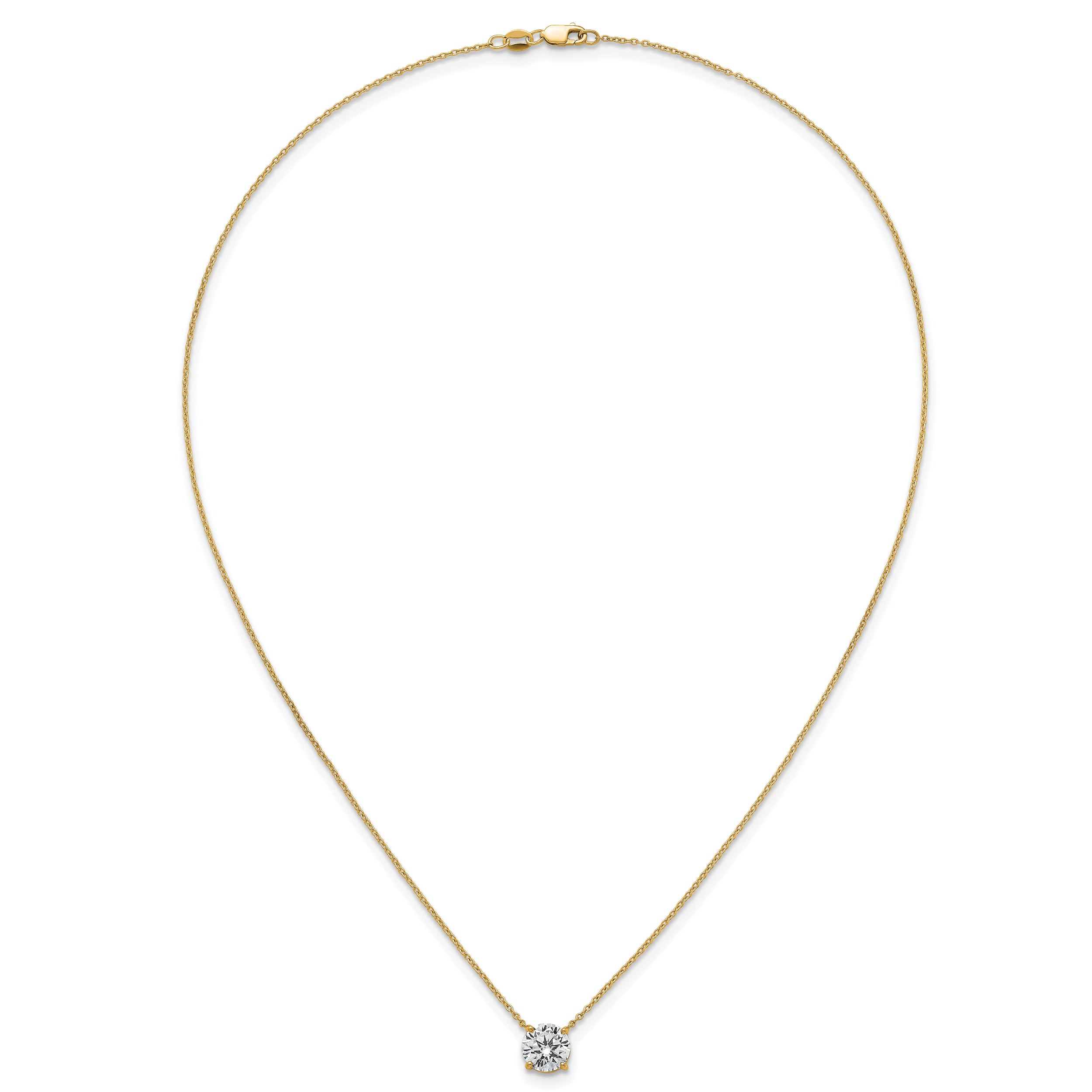 14k 2 carat Certified Lab Grown Diamond VS+ F+ Round Complete Four Prong 18 inch Solitaire Necklace