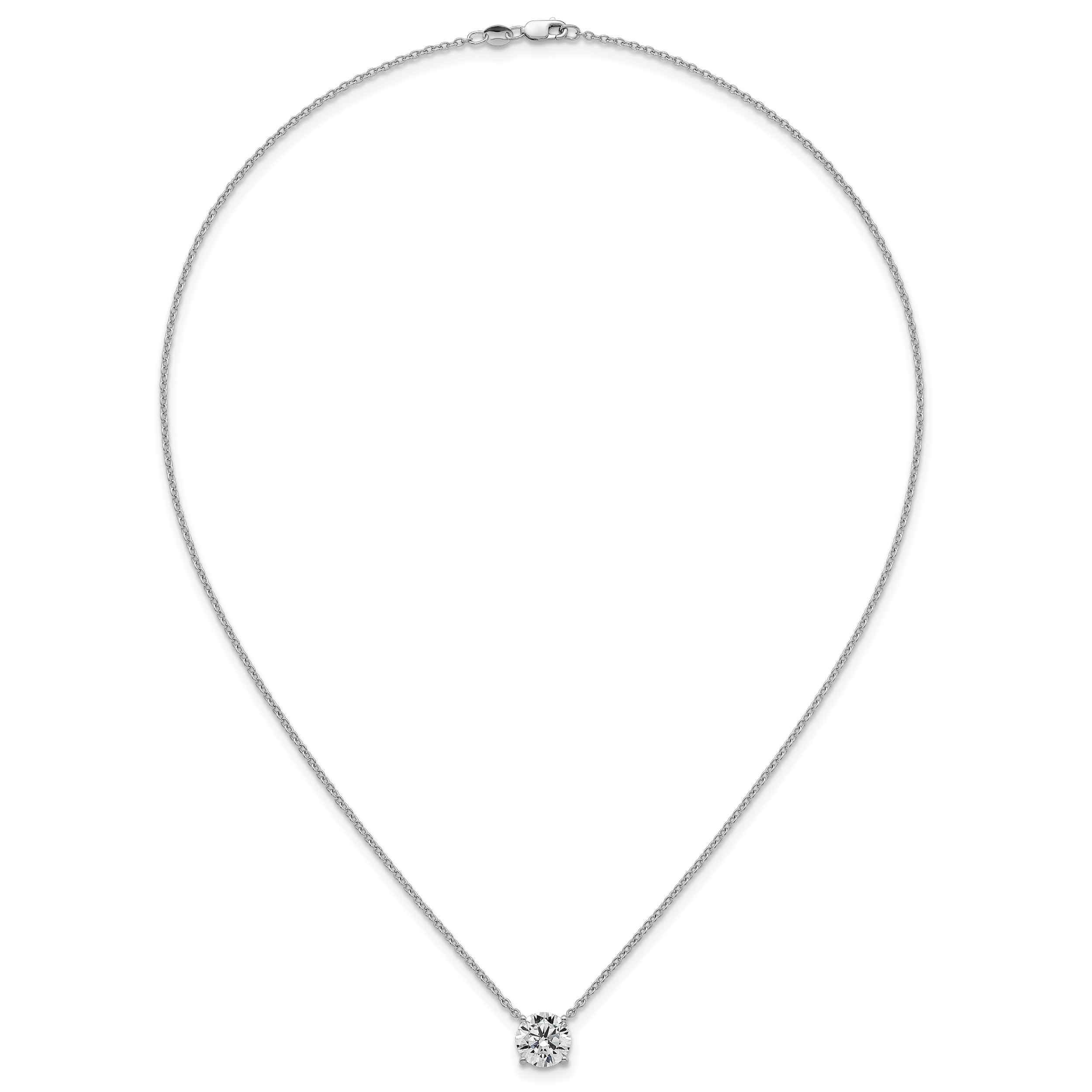 14k White Gold 2 1/2 carat Certified Lab Grown Diamond VS/SI+ G+ Round Complete Four Prong 18 inch Solitaire Necklace