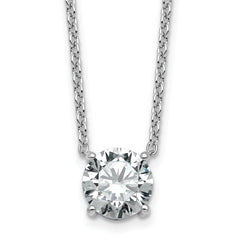 14k White Gold 2 1/2 carat Certified Lab Grown Diamond VS/SI+ G+ Round Complete Four Prong 18 inch Solitaire Necklace
