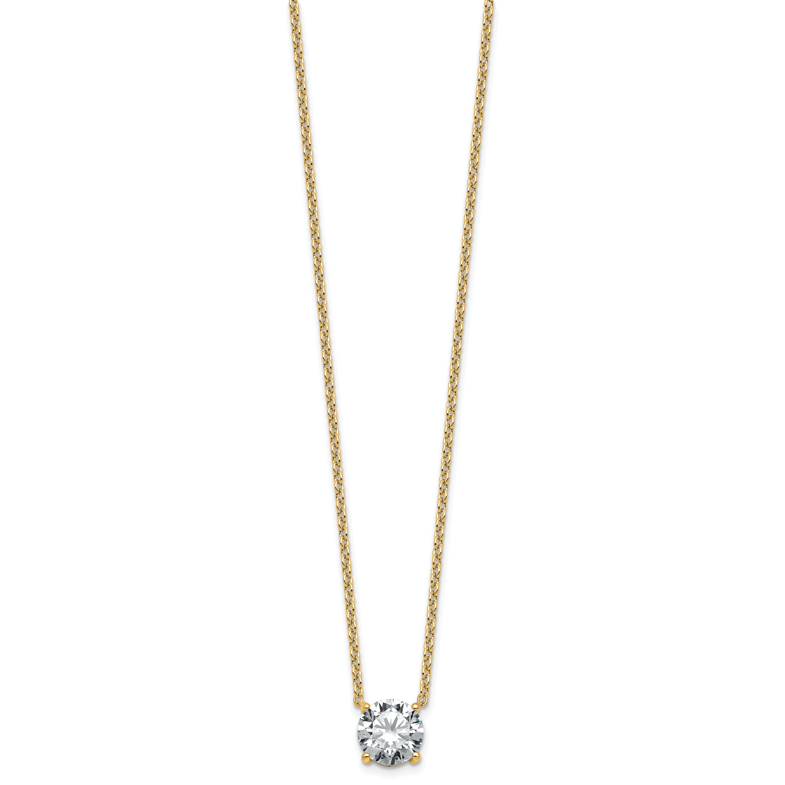 14k 2 1/2 carat Certified Lab Grown Diamond VS+ F+ Round Complete Four Prong 18 inch Solitaire Necklace